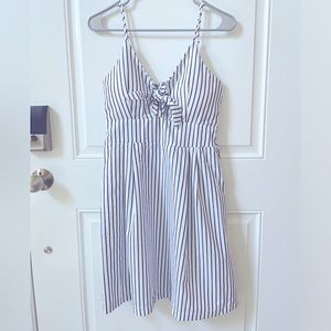 Shein Spaghetti Strap White W/Dark Gray Pinstripe Dress Large-Never Worn